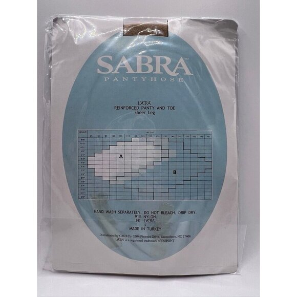 Sabra Sheer Pantyhose Size B Reinforced Panty and Toe Nylon Stockings - Picture 3 of 3